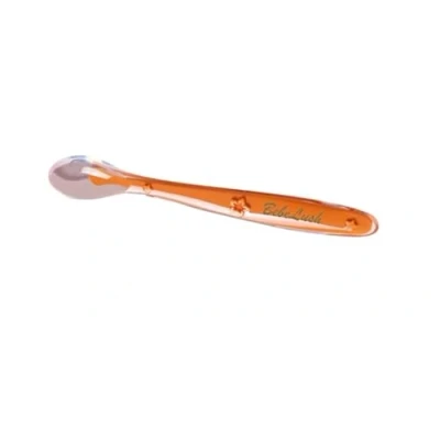 Image of BebeLush Baby Spoon,Baby Star Silicone Spoon BPA Free Feeding and Weaning Spoons, Cutlery for Babies, Toddler Kids. Free,Safe Gums (2Pack Orange Small &amp; Large)