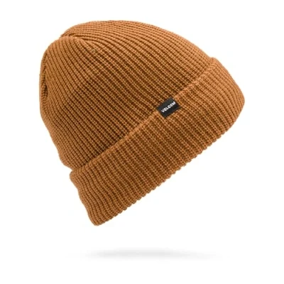 Image of Volcom Men&#039;s Sweep Roll Over Skullfit Lined Beanie Hat, Caramel S5, One Size