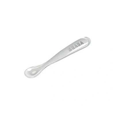 Image of BÉABA Baby Spoons Silicone weaning spoon 1st stage Grey