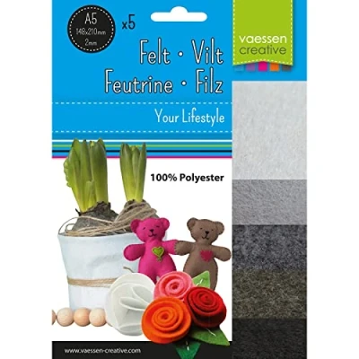 Image of Vaessen Creative Felt Fabric Sheets Bundle, Grey/Black, One Size