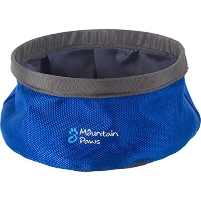 Image of Mountain Paws Foldable, Lightweight Dog Water Bowl Ideal for Camping, Travel and Hiking,blue,Small