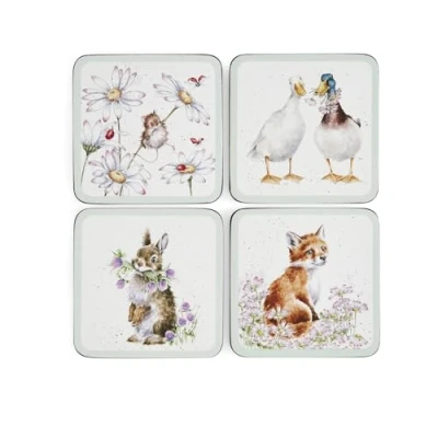 Image of Wrendale Designs Set of 4 &#039;Wildflower&#039; Animal Coasters