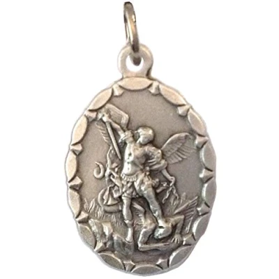 Image of Saint Michael The Archangel Oval Shape Medal Patron of Police 100% Made in Italy