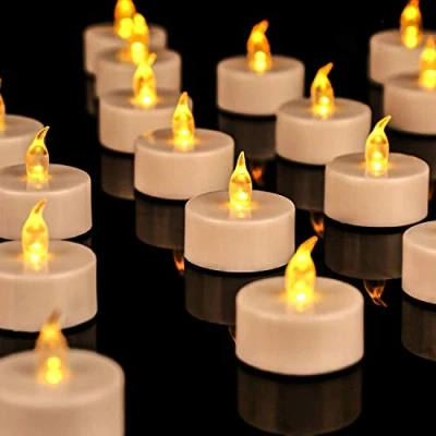 Image of OSHINE 36Pack Battery Tea Lights Realistic and Bright Flickering Operated Flameless LED Light Powered 200+Hours(Warm Yellow)