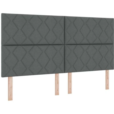 Image of Led Headboard Diamond Blocks Design Dark Grey 180 cm Fabric Vidaxl