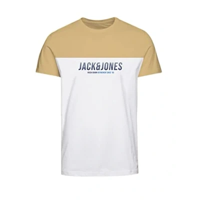 Image of JACK &amp; JONES Mens T Shirt Designer Short Sleeve O Neck Tee Premium Quality Jersey, Jojoba Colour, UK Size S