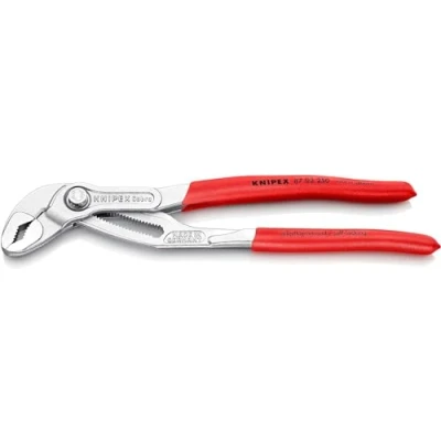Image of Knipex Cobra® High Tech Water Pump Pliers chrome plated, with non slip plastic coating 250 mm 87 03