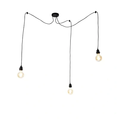 Image of Qazqa Industrial Pendant Lamp I Light Ceiling Black 3 Cava Fitting Modern Suitable for LED E27 Steel