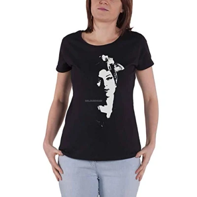 Image of Amy Winehouse T Shirt Scarf Portrait Logo Official Womens Skinny Fit Black M