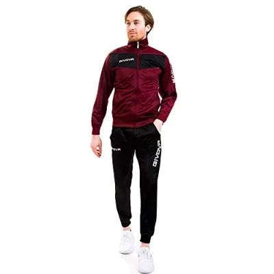 Image of givova Visa Tracksuit, Man, Multicolor (Burgundy / Black), L