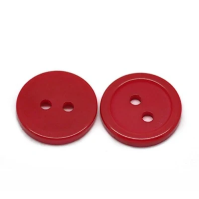 Image of 25pcs Red Round 15mm Ridged Resin Buttons with 2 Sewing Holes. for Cardmaking, Scrapbooking and Other Crafts
