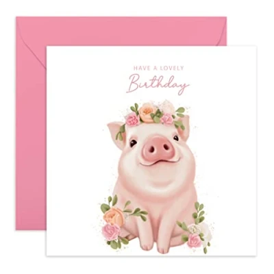 Image of Central 23 Funny Birthday Card For Women Have A Lovely &#039;Cute Floral Pig&#039; Gifts Sister Daughter Wife Mum Aunt Cousin Niece Comes With Fun Stickers And Envelope