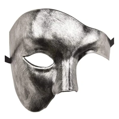 Image of Lilwemen Mens Mask Masquerade Phantom of The Opera Half Face (Silver)