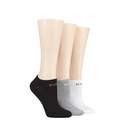 Image of Elle Cushioned No Show Socks Ladies Soft Breathable Bamboo Invisible Low Cut Multipack of 3 Black/Grey/White Plains, 4 8