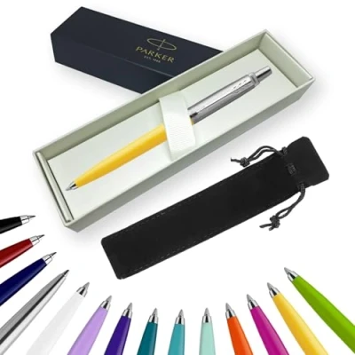 Image of Parker Jotter Ballpoint Pen Handwriting Pens &amp; Stationery Supplies Ideal for Christmas and Gifts Can be Engraved! (Without Engraving, Yellow, Ribbon Gift Box)