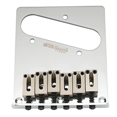 Image of Wilkinson WOT03 52.5mm(2 1/16 inch) Telecaster Bridge Modern 6 Saddles for American Standard Tele TL Style Electric Guitar, Chrome