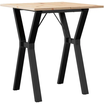 Image of vidaXL Dining Table Y Frame 60x60x75 cm Solid Wood Pine and Steel