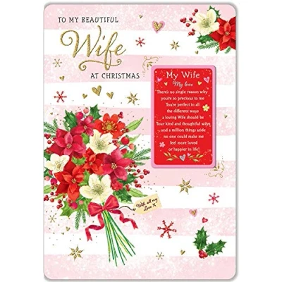 Image of Regal Publishing Sentiment Christmas Card Wife 9 x 6 inches