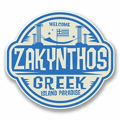 Image of 2 x 10cm Zakynthos Rhodes Greece Vinyl Sticker Laptop Travel Luggage Greek #9830 (10cm Wide 9cm High)