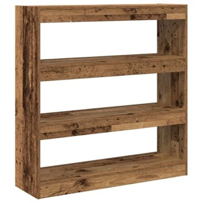 Image of vidaXL rustic bookcase/cabinet freestanding shelf engineered wood, 100x30x103.2 cm weathered finish brown, perfect living room/study/home office storage