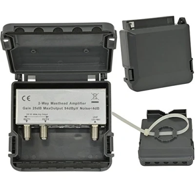 Image of 2 Port/Way Masthead Amplifier4G LTE F Connector Aerial Signal Splitter Booster