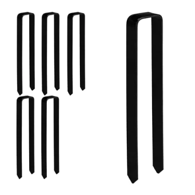 Image of Relaxdays Ground Anchor, Set of 6, Rose Arch Attachment, HxWxD: 30 x 6 2.5 cm, U Shape, Sturdy Steel, Black