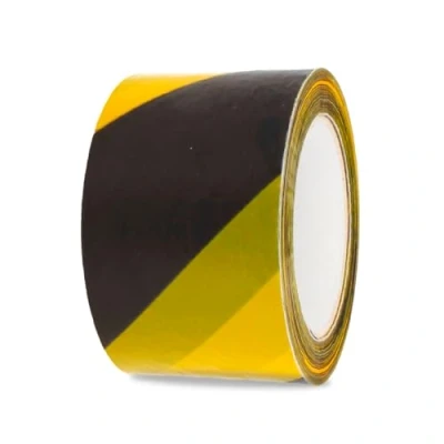 Image of Amig Black and Yellow Hazard Warning Tape 200 m x 70 mm Delimit High Visibility Safety Marker Flexible Non Adhesive Barrier Ribbon For Indoor &amp; Outdoor Use Polyethylene