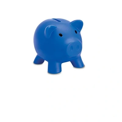Image of Plastic Piggy Bank/Money Box for Savings Coins Blue