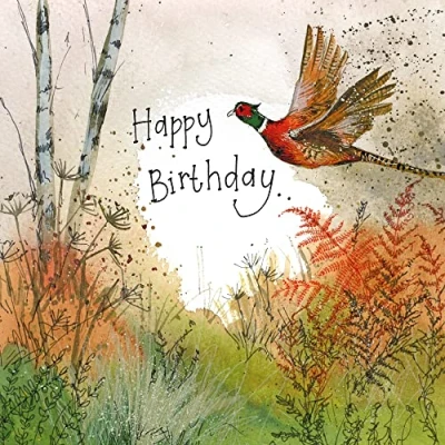 Image of Alex Clark Art Ltd Happy Birthday Pheasant Foil Card