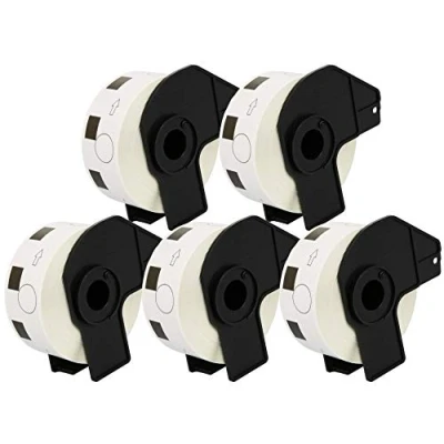 Image of 5 x DK11218 24mm Round Labels (1000 per Roll) Compatible with Brother QL 500 500A 550 560 570 700 710W 720NW 800 810W 820NWB 1050 1100 1110NWB
