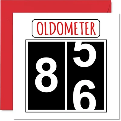 Image of Fun 86th Birthday Cards for Men Woman Oldometer Happy Card Dad Mum Great Grandad Grandpa Nanny Grandma Gran Uncle Auntie, 145mm x Greeting Cards,