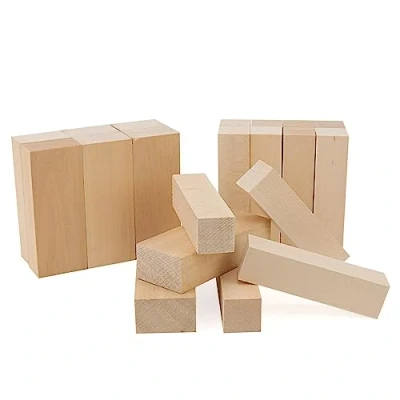 Image of MANCHAP 20 PCS Basswood Carving Blocks Set, 2 Size Natural Wooden Blocks, Unfinished Whittling Wood for DIY Crafts