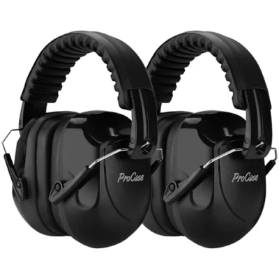 Image of ProCase Ear Defenders Adults, NRR 28dB Noise Cancelling Headphones for Autism Adults Kid, Hearing Protection Earmuffs, Sensory Shooting Construction Mowing 2 Packs, Black