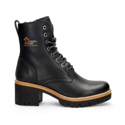 Image of Panama Jack Women&#039;s Black Leather Padma B11 Ankle Boots