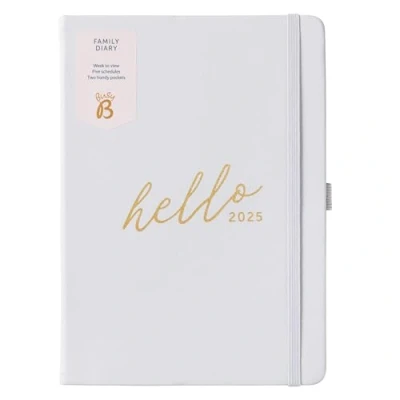 Image of Busy B 2025 A5 Family Diary Weekly Planner with 5 Schedules, Light Lilac Faux Leather Cover &amp; Gold Foil Life for Families Includes Year Planner, Birthdays Tear Off Notes