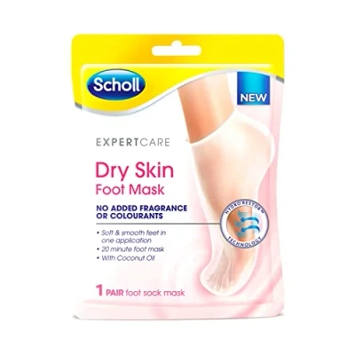 Image of Scholl ExpertCare Dry Skin Foot Mask Nourishing with Coconut Oil, Urea, and Shea Butter 24 Hour Moisture for 1 Pair of Socks, One Size