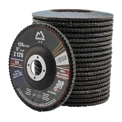 Image of Merryland Flap Disc 125 Metal for Angle Grinder, 125mm 120 Grit T29 Wheel 20 Pieces, Blue Zirconium Corundum INOX Stainless Steel Iron Universal 5 inch, Craft Line FC1108614