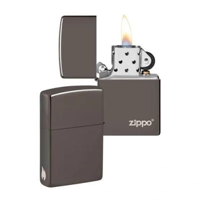 Image of Zippo Windproof Lighter Logo Black Ice, Laser Engrave Refillable for Lifetime Use Adjustable Flame Gift Box Metal Construction Made in USA