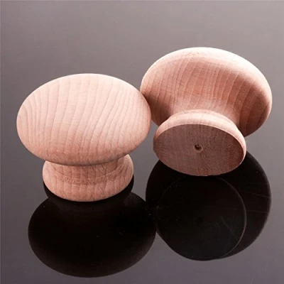 Image of 2X Large 50mm Drilled Natural Plain Knobs Wooden Cupboard/Door/Drawer Handles