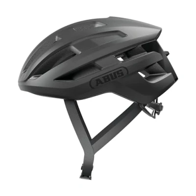 Image of ABUS PowerDome road bike helmet lightweight with clever ventilation system and aerodynamic profile Made in Italy for men women black, size S