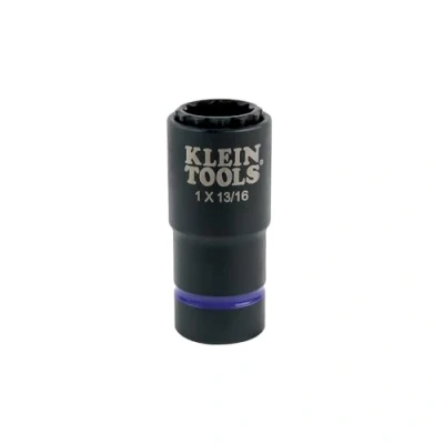 Image of Klein Tools 66015 2 in 1 Impact Socket with 12 Point Deep Sockets, Coaxial Spring Loaded and 13/16 Inch Sizes
