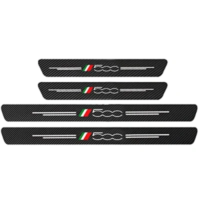 Image of EAGLEG 4Pcs Car Door Sill Guard Protector Scuff Kick Plate for Fi at 500 500C 500X 500L Panda Bravo Punto Tipo Stilo, Carbon Fiber Step Pedal Stickers with Logo Insignia Auto Accessories,500