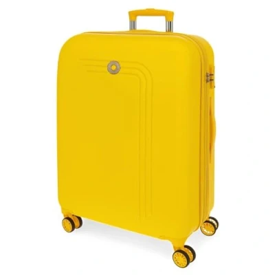 Image of MOVOM Riga Large Suitcase Yellow 56x80x29cm Hard ABS Closure TSA 91L 4.7 kg 4 Double Wheels, Lemon Tree, One Size,