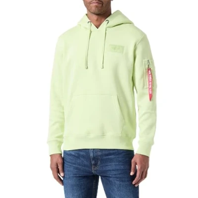 Image of Alpha Industries Men&#039;s Back Print Hoody, Arctic Lime, M