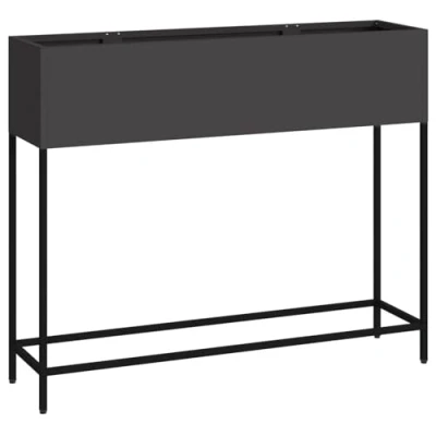 Image of vidaXL Black Metal Rectangular Planter Indoor/Outdoor Use UV Resistant Durable Large Flower Pot