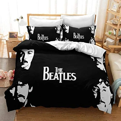 Image of CHAOSE The Beatles Duvet Cover Sets 220X240 Quilt 2 Persons 3 Pieces Bed Linen Bedding Set Pillowcases with Closure (Rock 03,Single(135x200cm))
