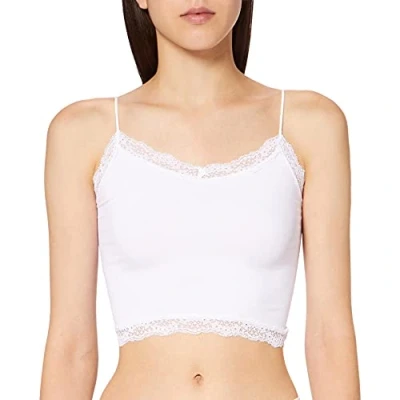 Image of ONLY Women&#039;s Onlvicky Lace Seamless Cropped Top Noos Vest , Bright White,XS S