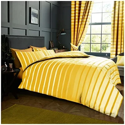 Image of GC GAVENO CAVAILIA Premium Printed Bedding Set Double Size, Soft &amp; Comfy Striped Duvet Cover Quilt Sets, Ochre
