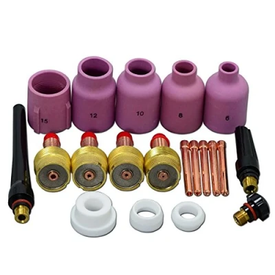 Image of RIVERWELD TIG Gas Lens 10N21 45V204 45V116 45V64 995795 Alumina Nozzle Kit 57N75 6# 57N74 8# 53N88 10# 53N87 12# 53N89 15# Fit QQ300 PTA DB SR WP 17 18 26 Welding Torch 20pcs