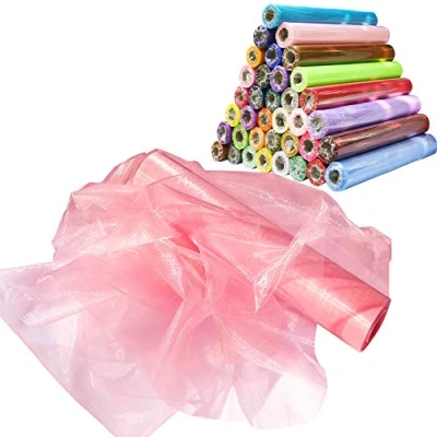 Image of Time to Sparkle 70cm X 10M Organza Roll Sash Fabric Table Runner Sashes Chair Cover Bows Swags for Wedding Party Coral